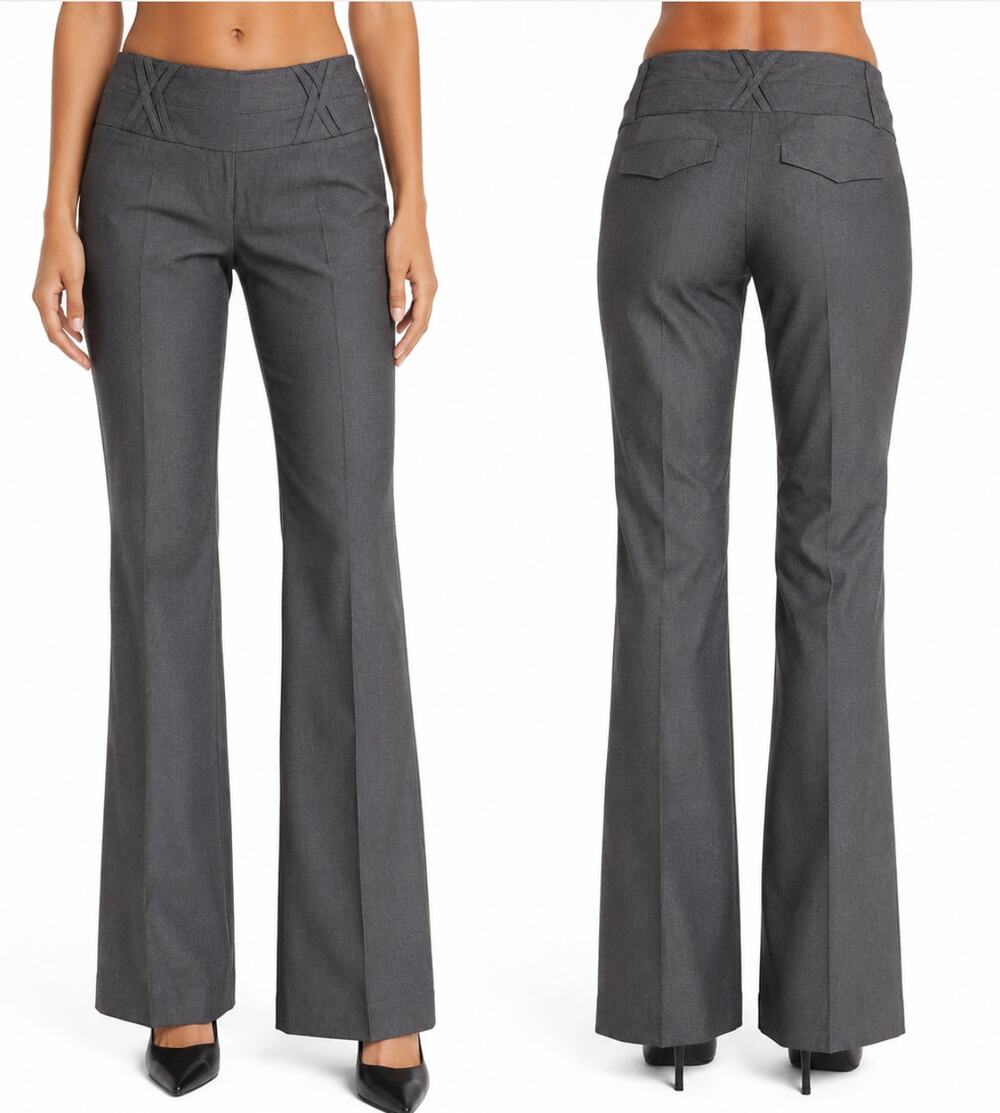 Y2K Charlotte Russe Gray Bootcut Trousers Office Siren Low Rise Dark Academia